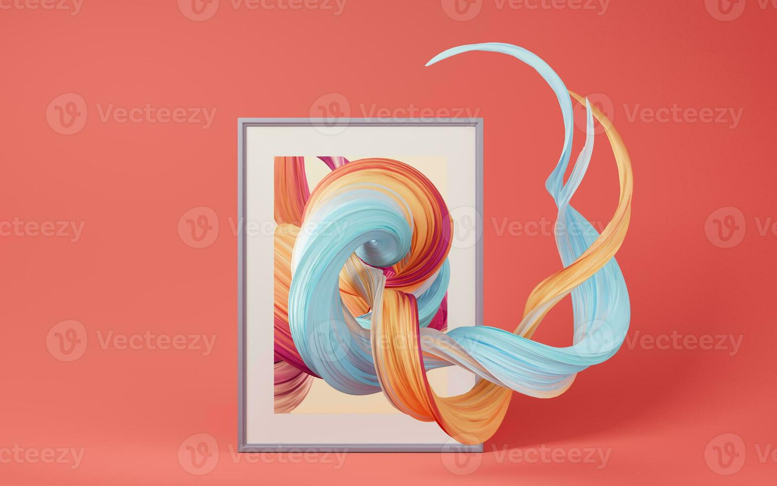 Abstract flowing gradient lines, 3d rendering. photo