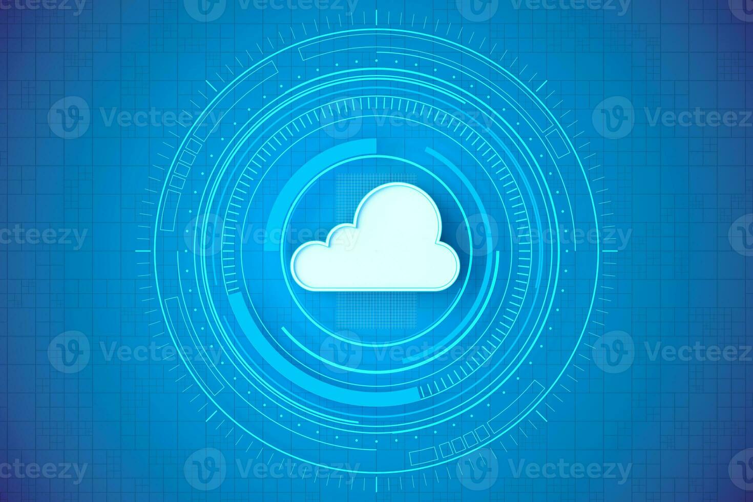 Cloud computing with HUD element, 3d rendering. photo