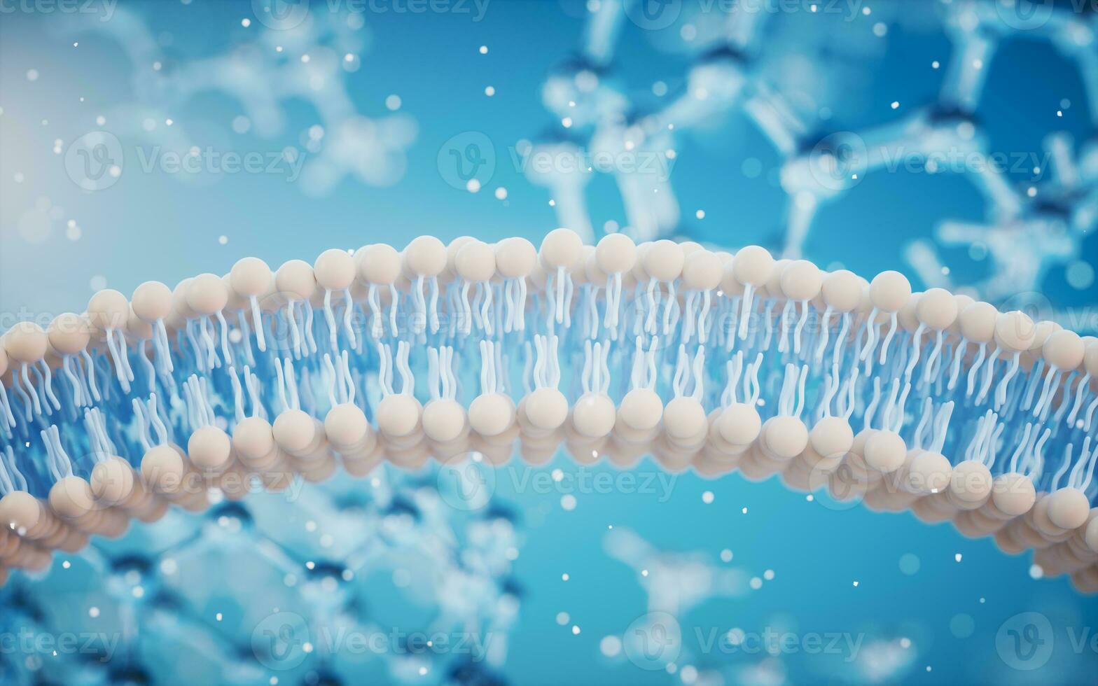 Cell membrane with blue background, 3d rendering. photo