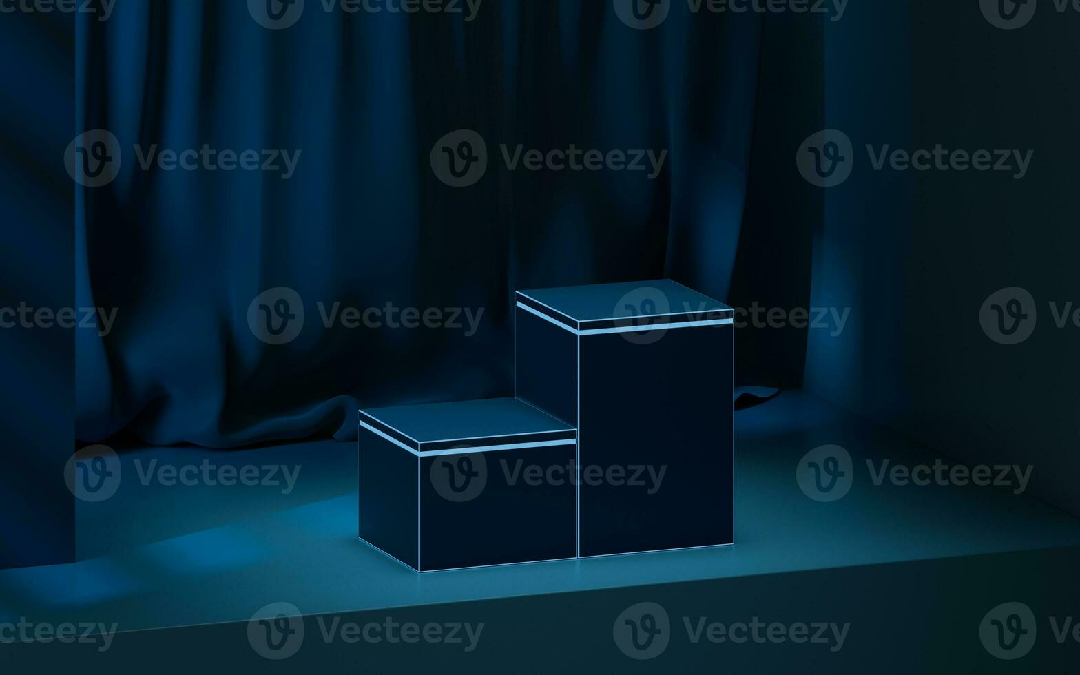Empty stage with soft curtain background, 3d rendering. photo