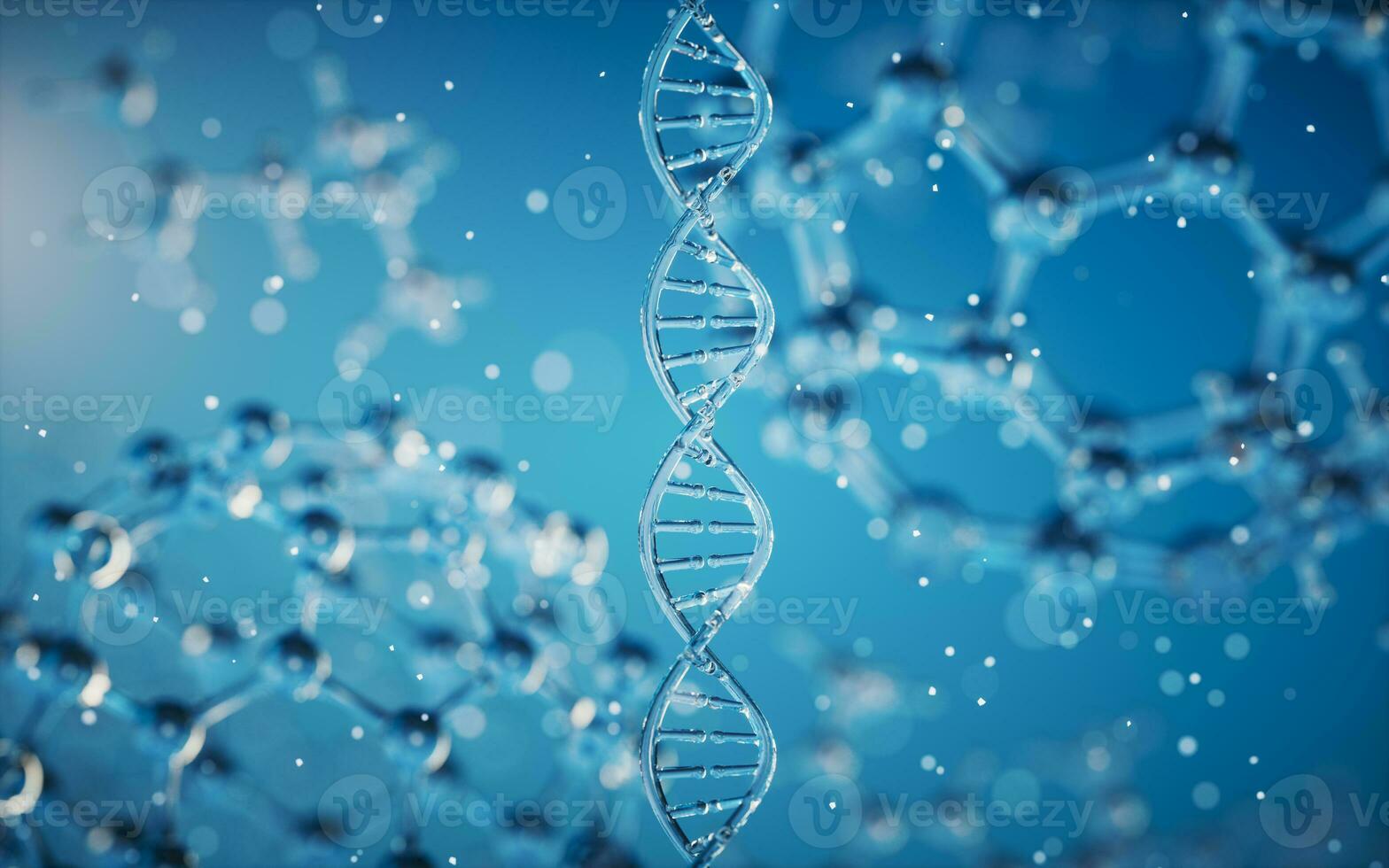 DNA genomes structure with molecule background, 3d rendering. photo
