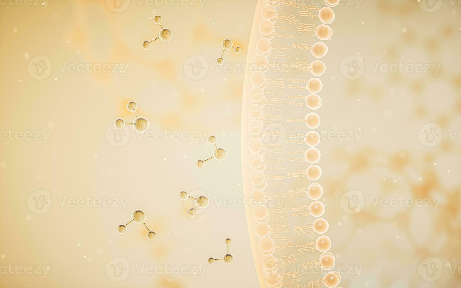 Cell membrane with yellow background, 3d rendering. photo
