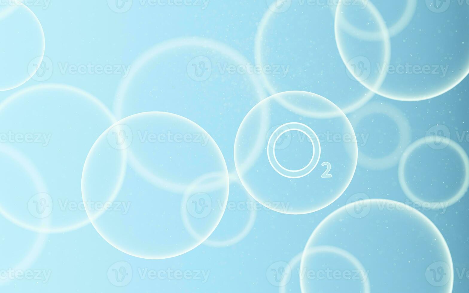 Oxygen gas with a blue background, 3d rendering. photo