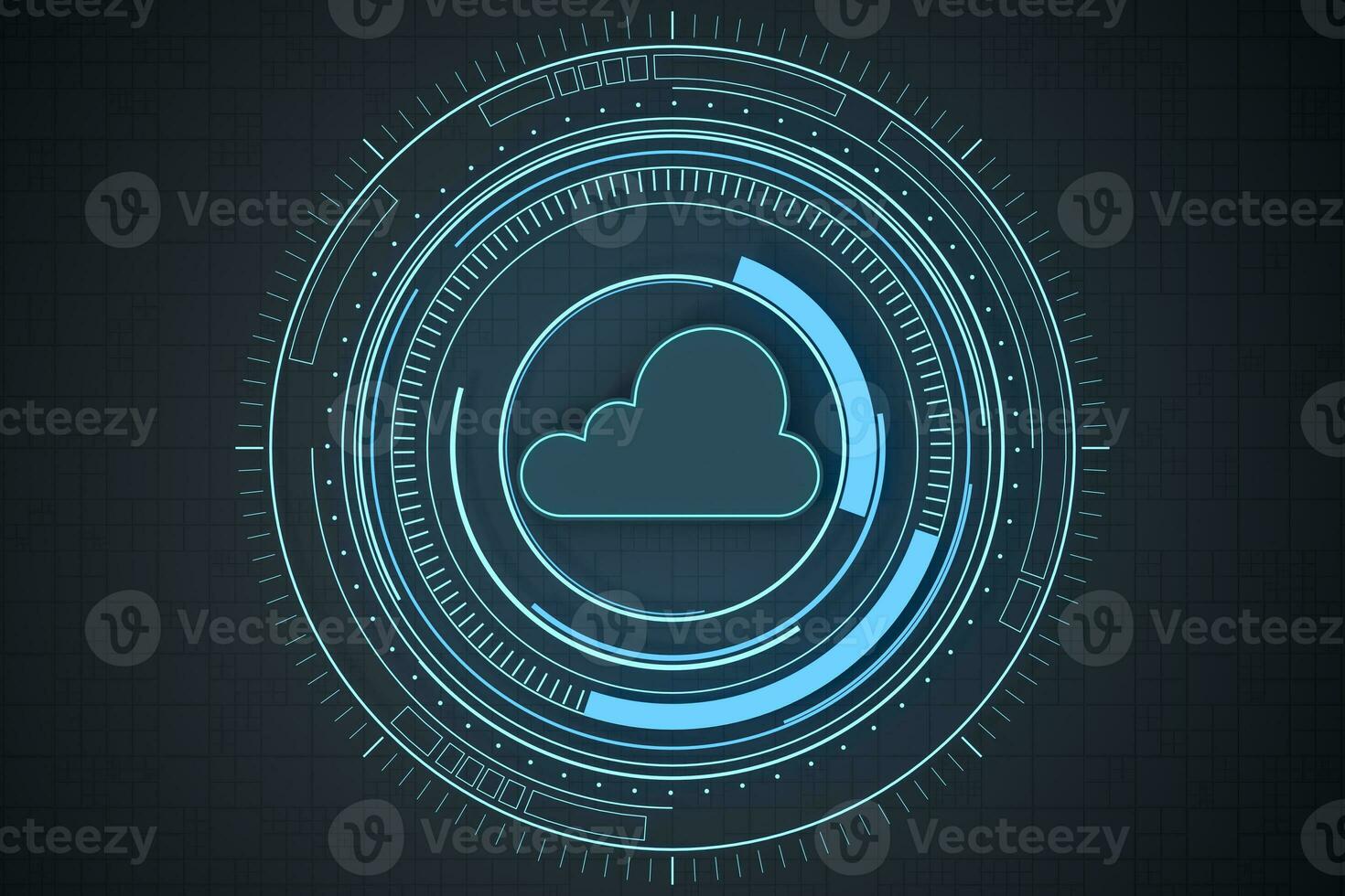 Cloud computing with HUD element, 3d rendering. photo