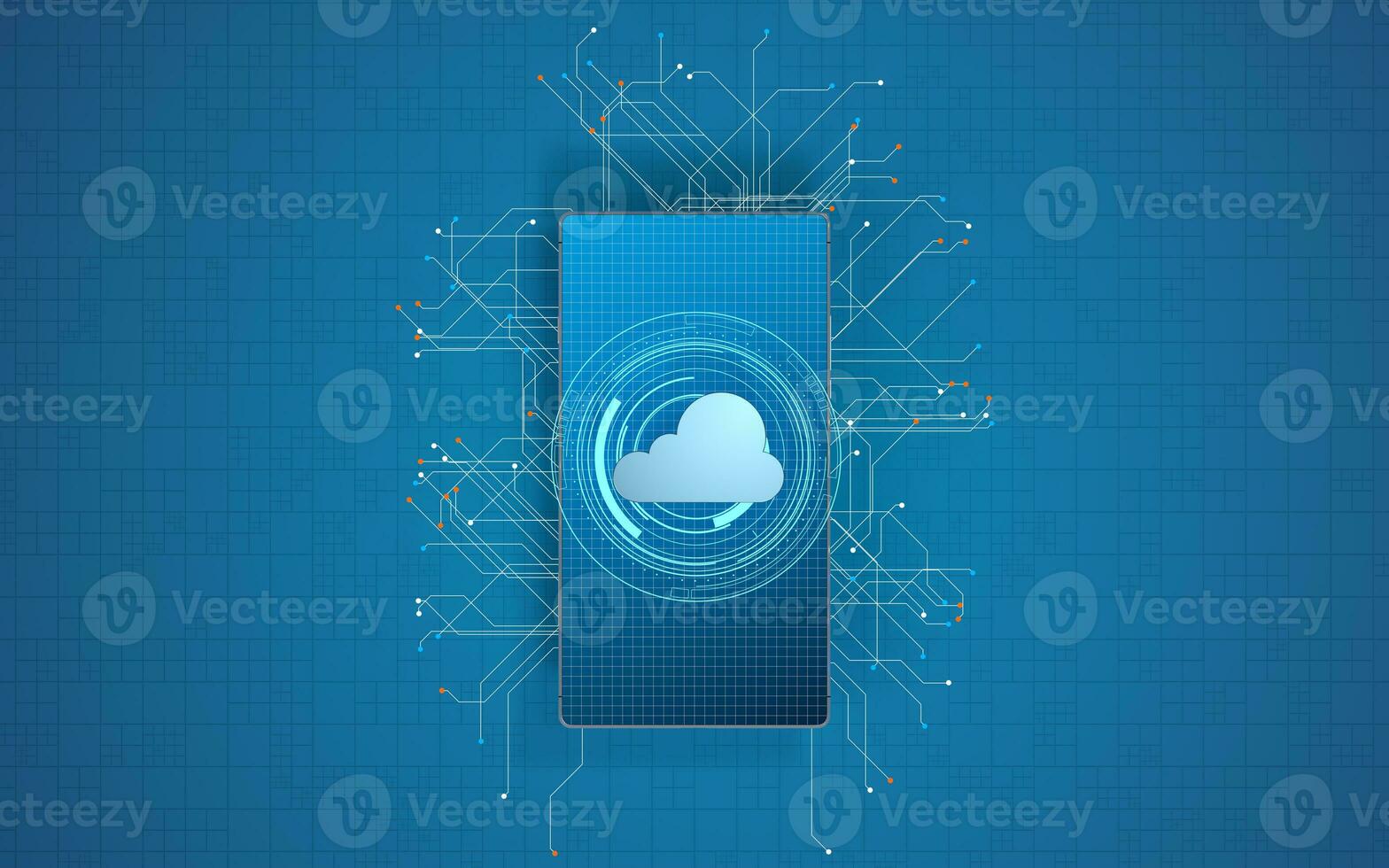 Mobile and cloud computing, subject of science and technology, 3d rendering. photo
