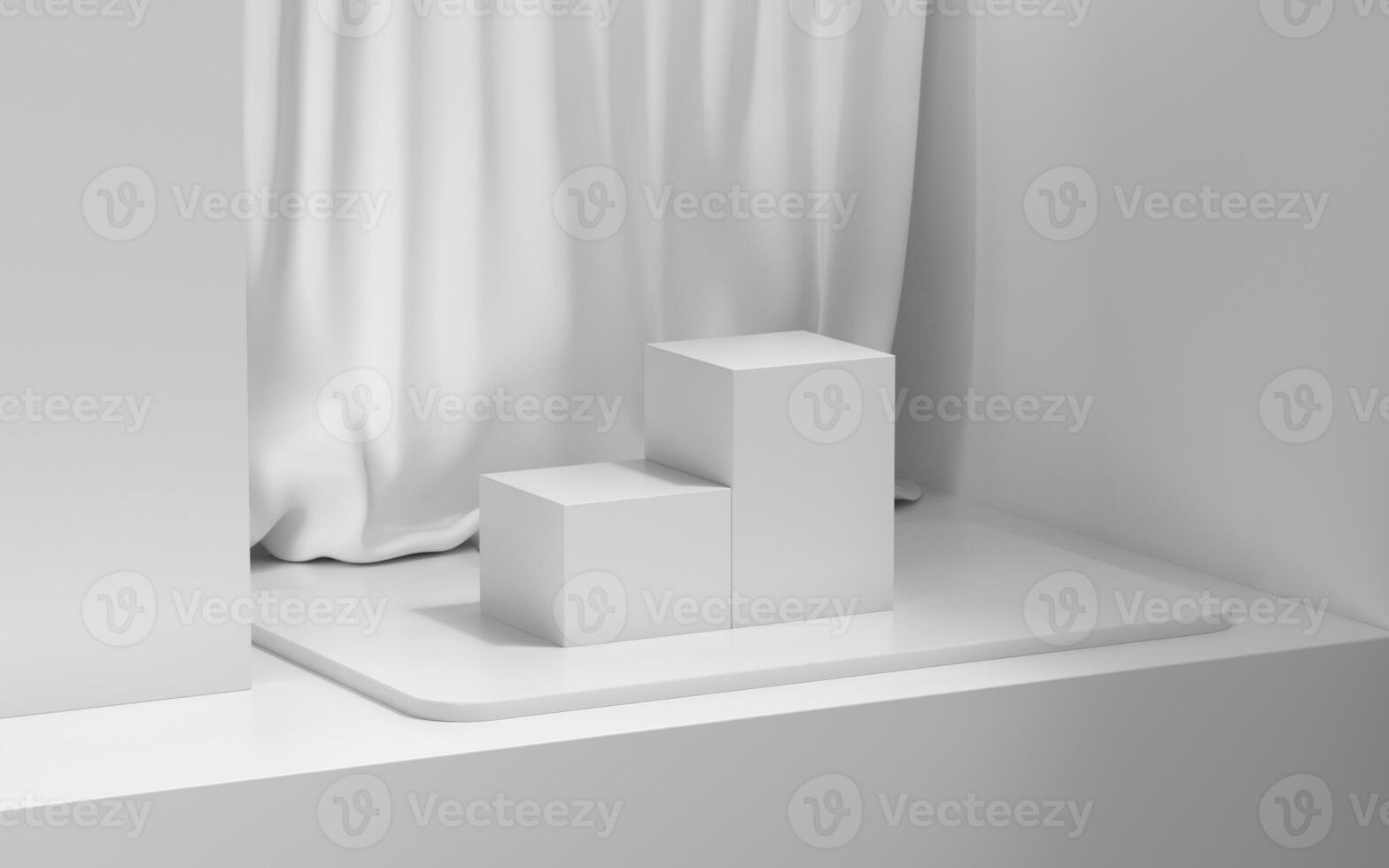 Empty stage with soft curtain background, 3d rendering. photo