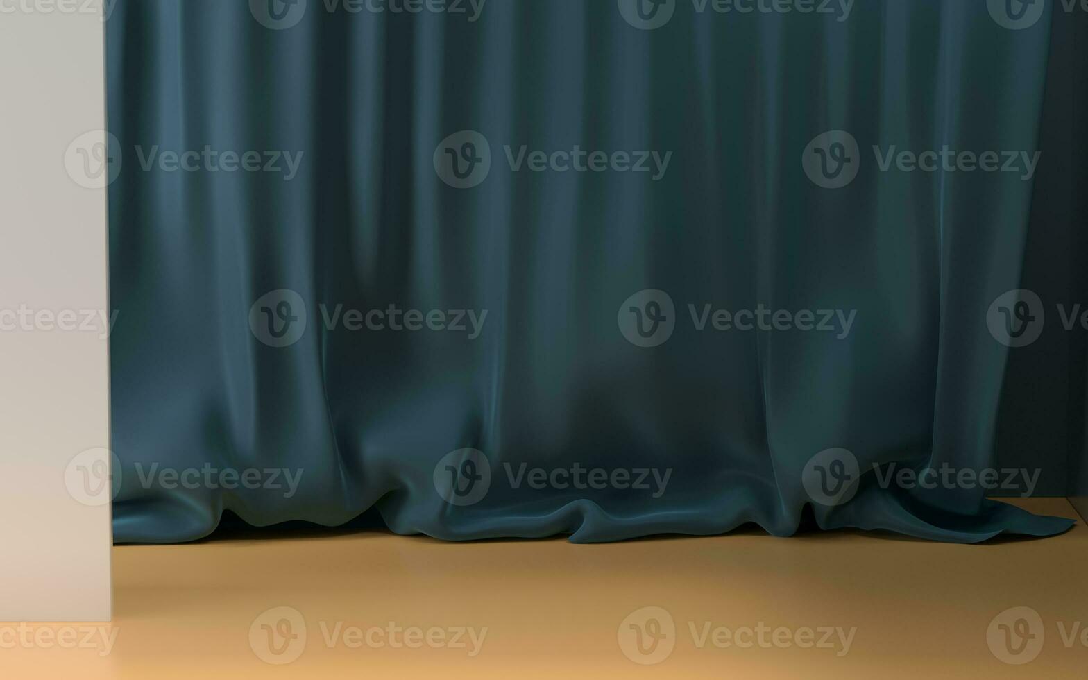 Empty room with soft curtain, 3d rendering. photo