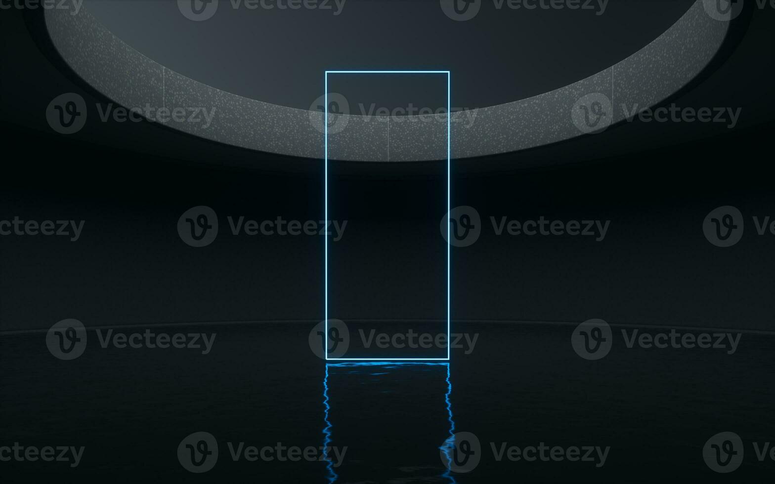 Water surface with glowing lights, 3d rendering. photo