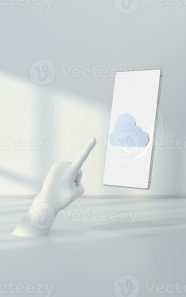 Mobile and cloud computing, subject of science and technology, 3d rendering. photo