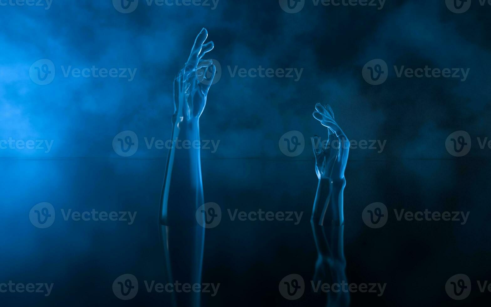 Hand sculpture with fog background, 3d rendering. photo