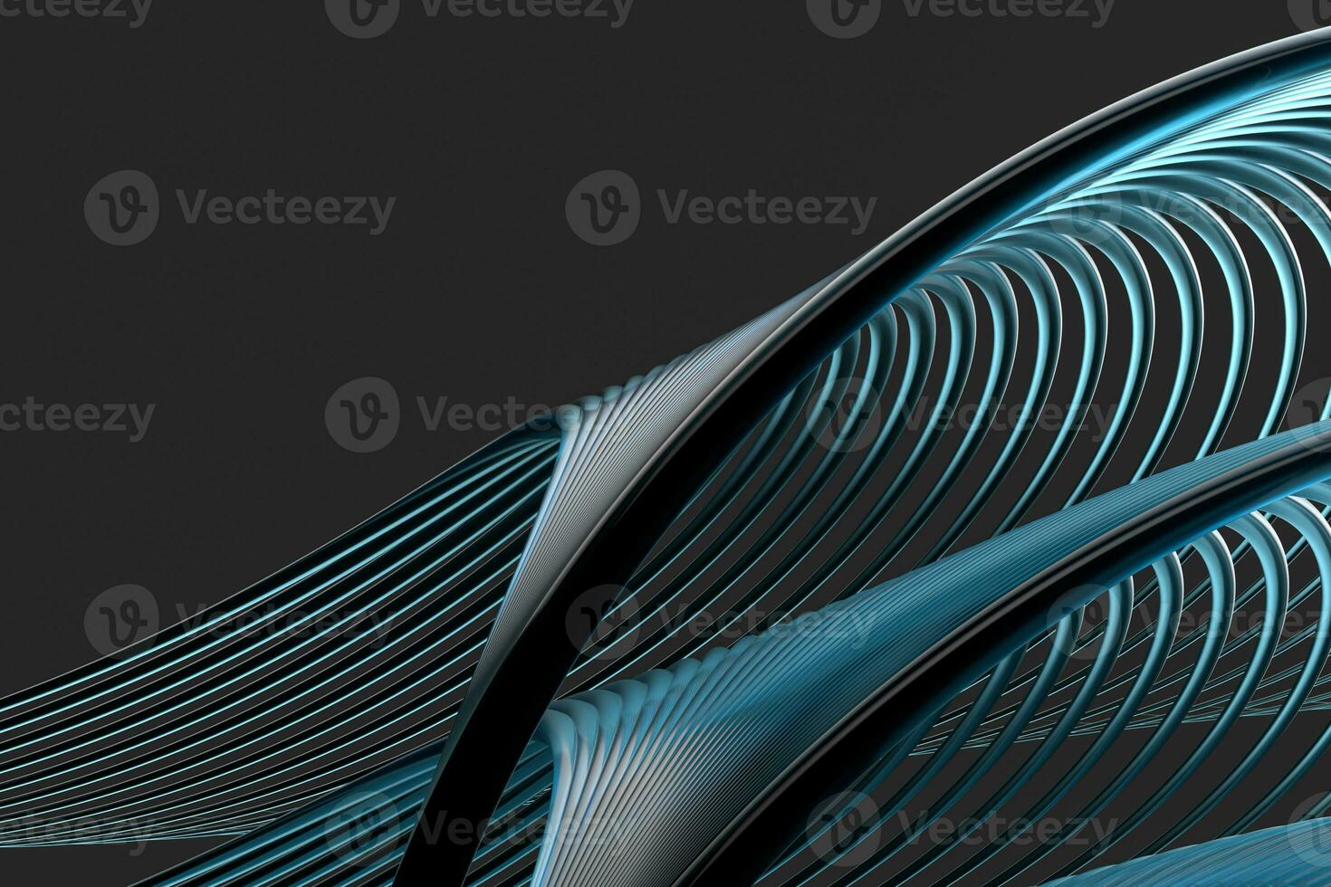 Abstract lines with black background, smooth polished lines, 3d rendering, photo