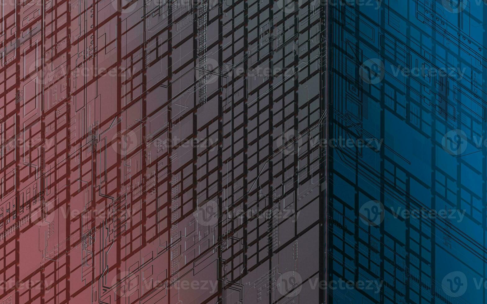 Cube with black background, science and technology, 3d rendering. photo