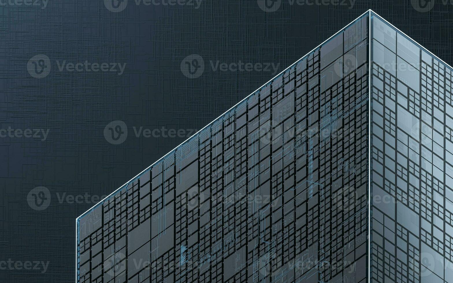 Cube with black background, science and technology, 3d rendering. photo