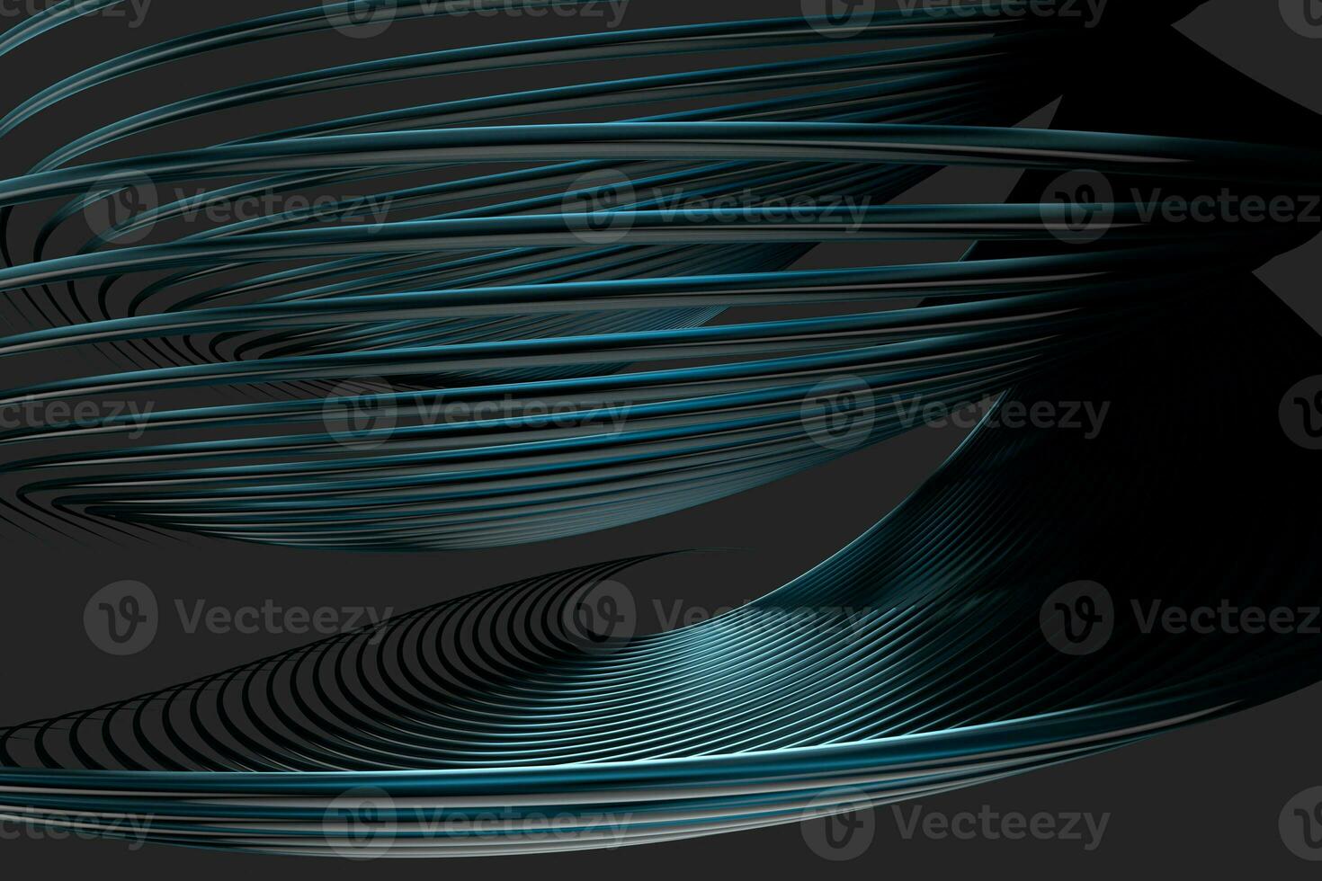 Abstract lines with black background, smooth polished lines, 3d rendering, photo