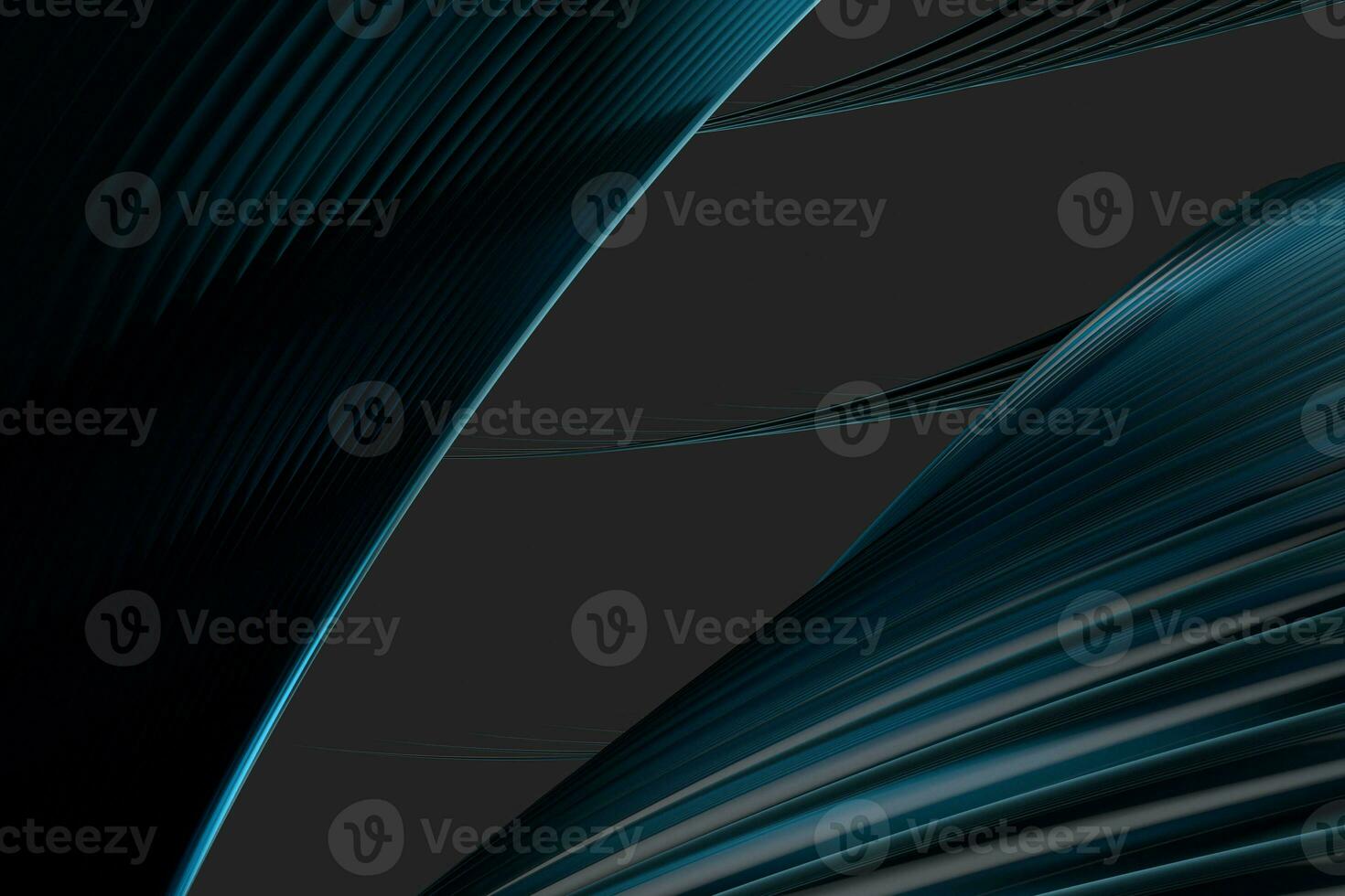 Abstract lines with black background, smooth polished lines, 3d rendering, photo