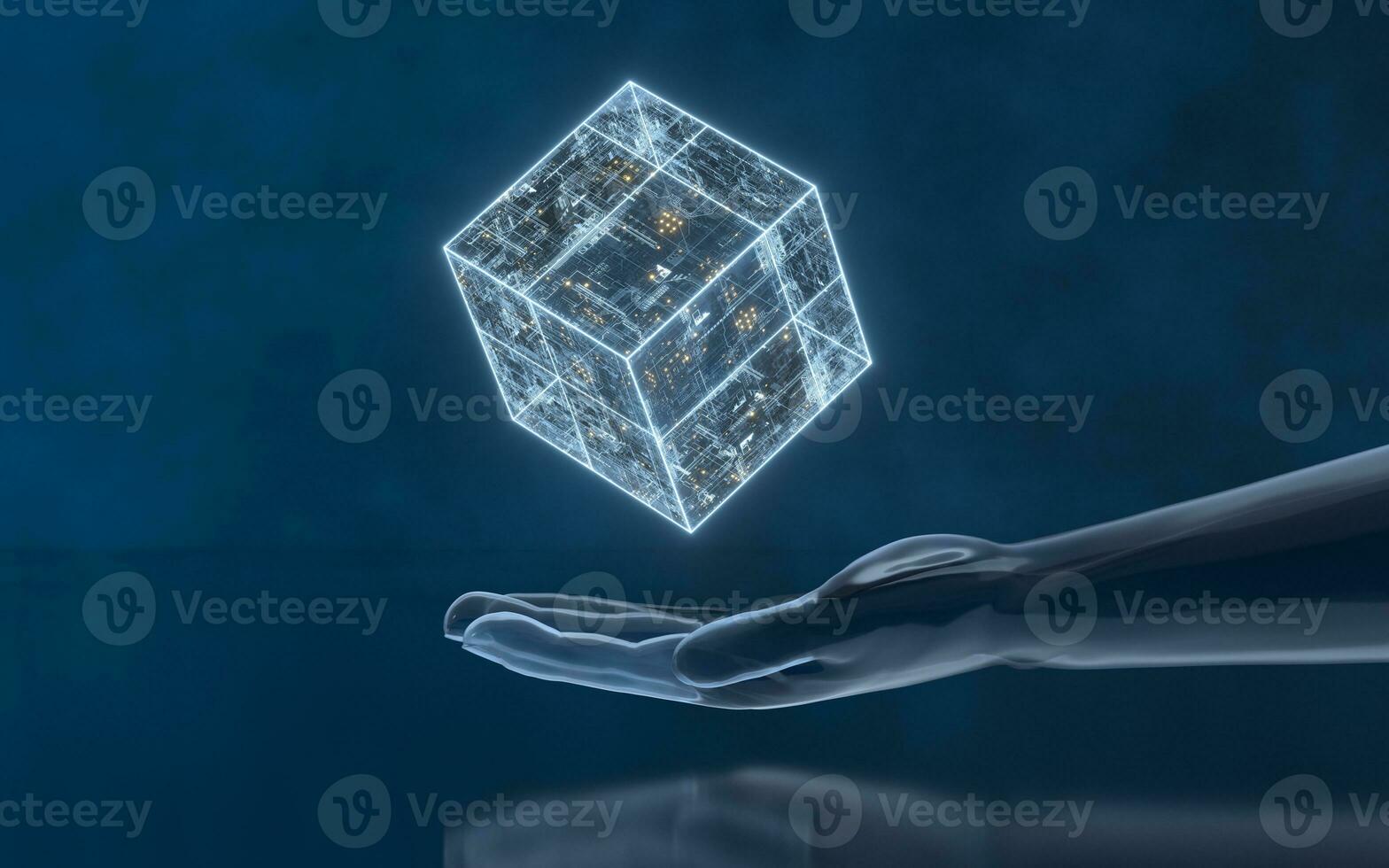 Hand sculpture with fog background, 3d rendering. photo