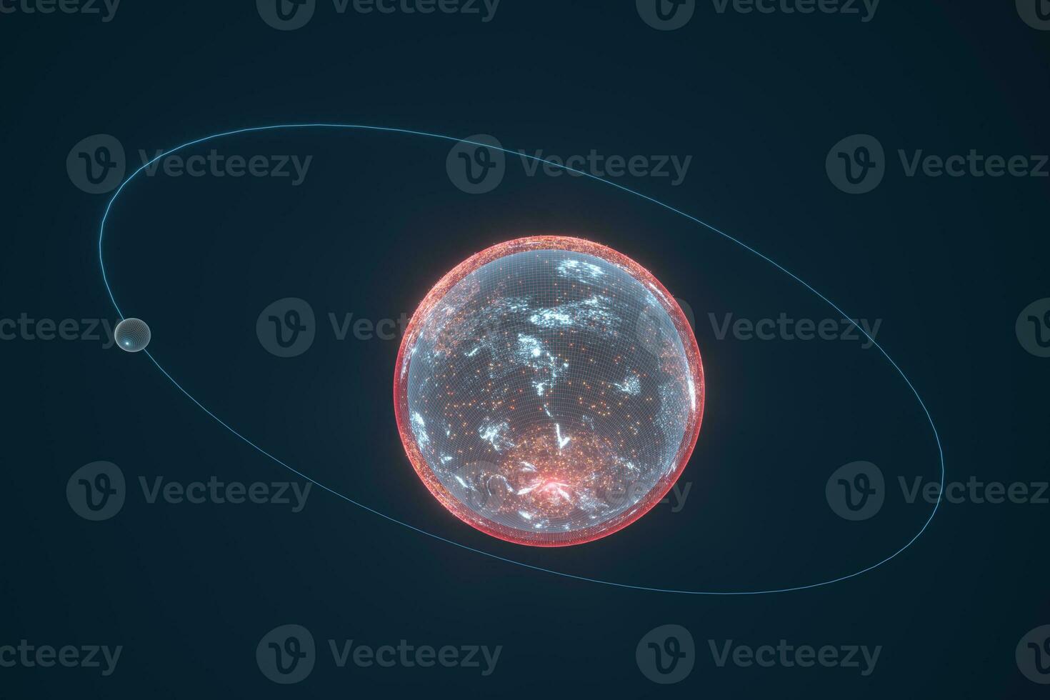 Earth and data,planets and galaxies,3d rendering. photo