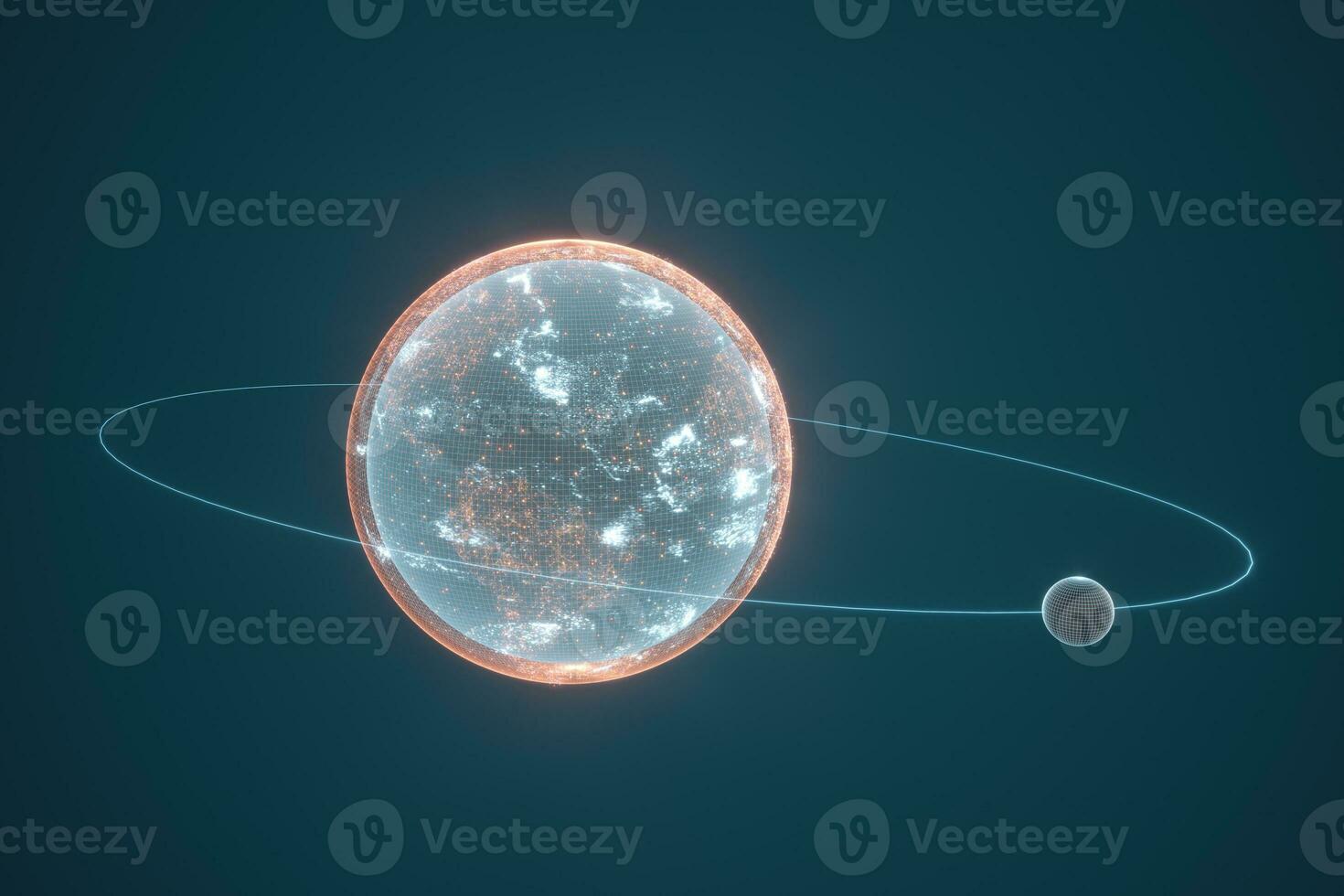 tierra y datos, planetas y galaxias, 3d representación. foto