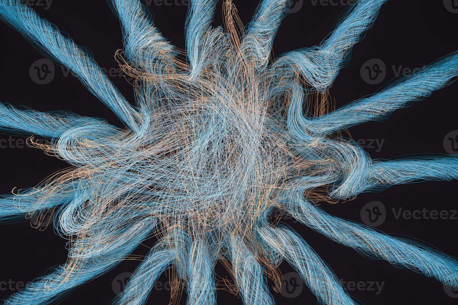 Curvy and twisted lines, abstract background, 3d rendering. photo
