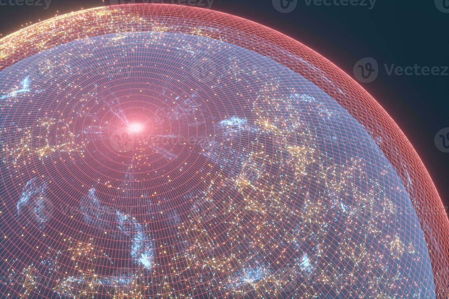 Earth and data,planets and galaxies,3d rendering. photo