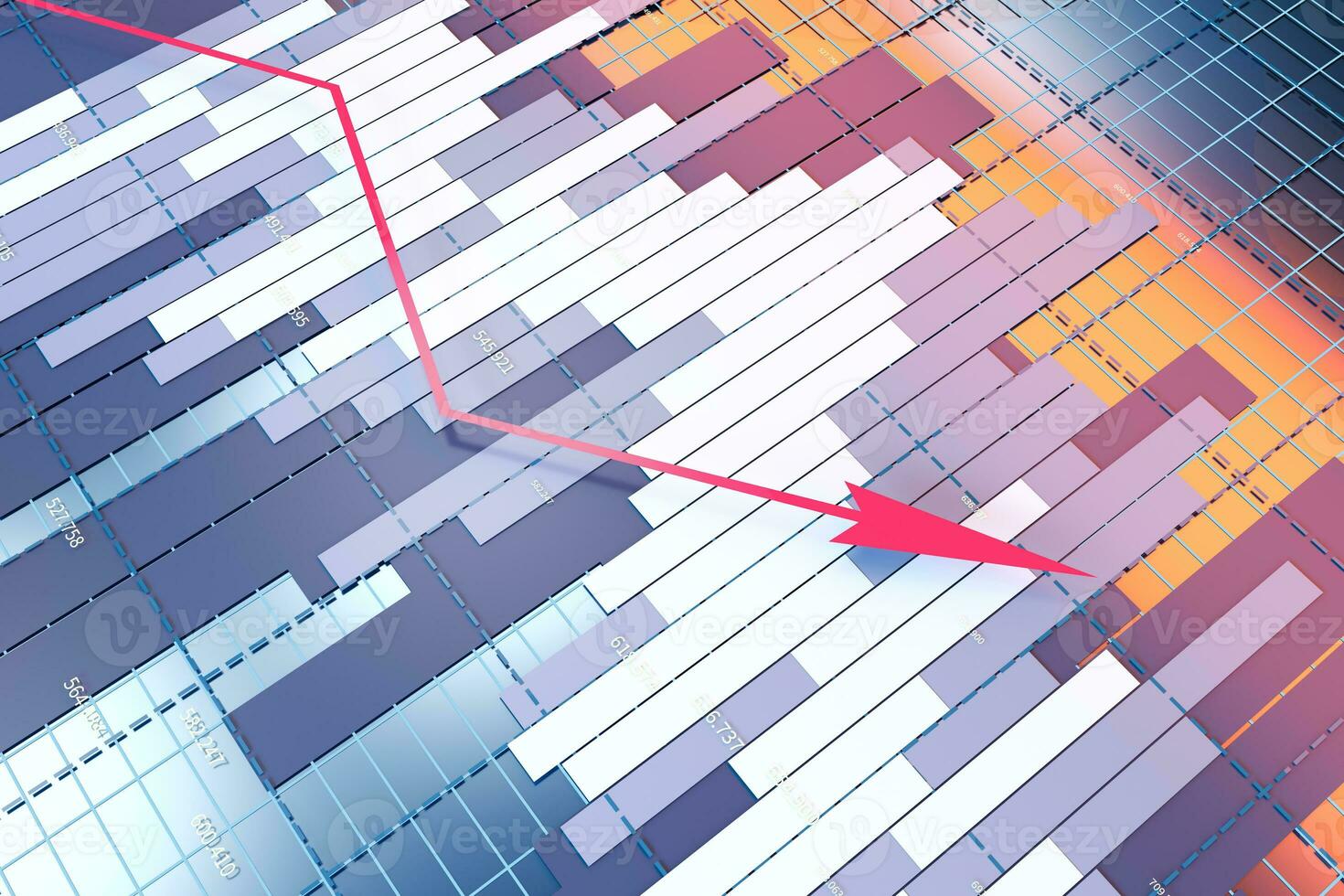 Growing arrow of economical data, financial statistic, 3d rendering. photo