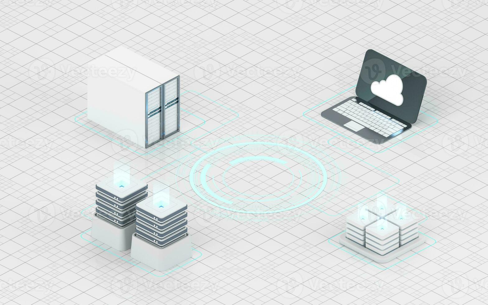 Cloud computing and information devices, 3d rendering. photo