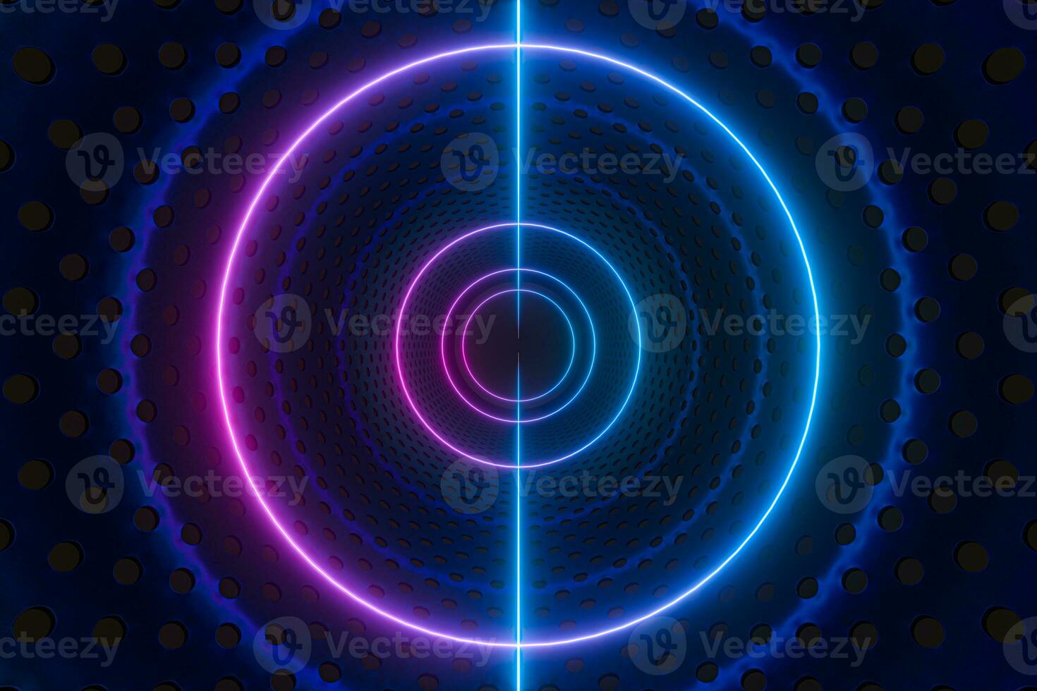 Neon and tunnels, mechanical concepts, 3d rendering. photo