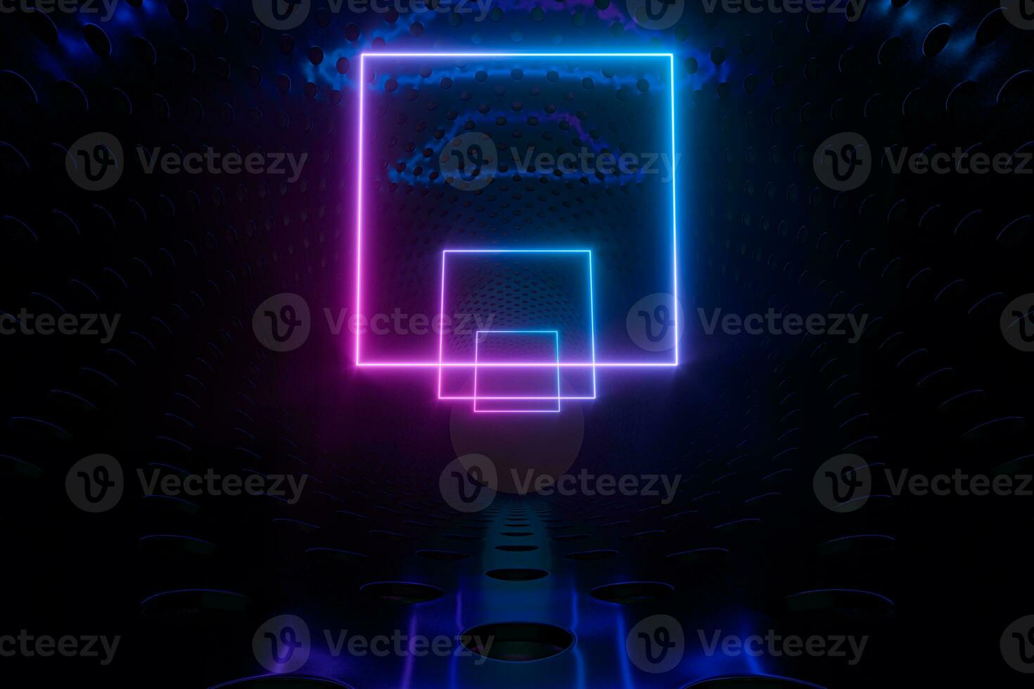 Neon and tunnels, mechanical concepts, 3d rendering. photo