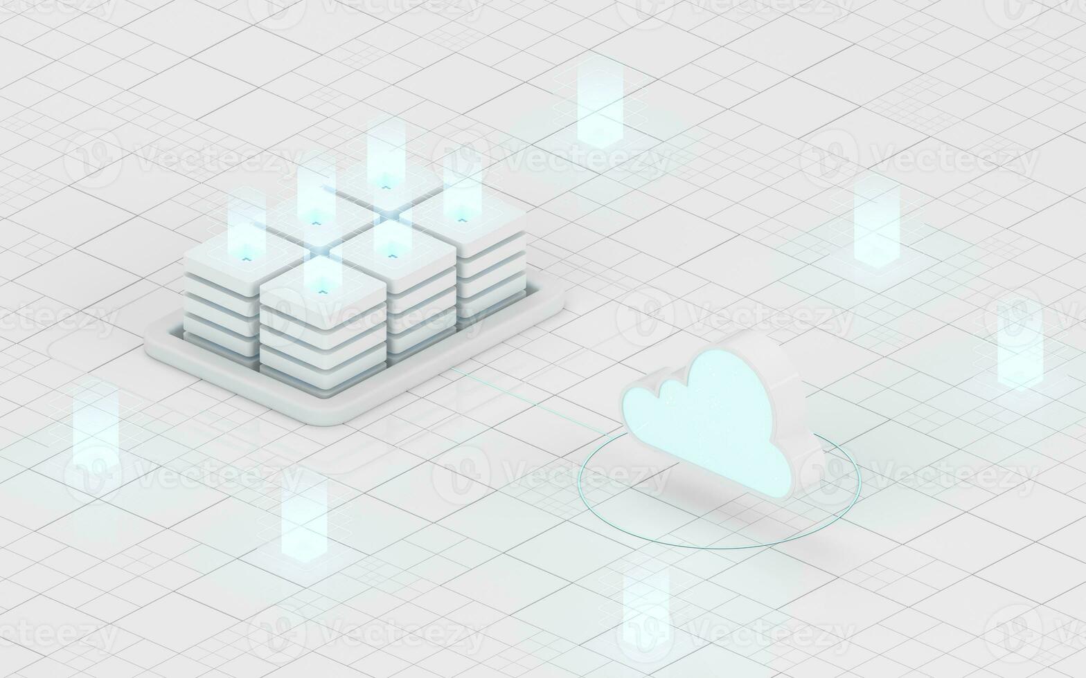 Cloud computing and information devices, 3d rendering. photo