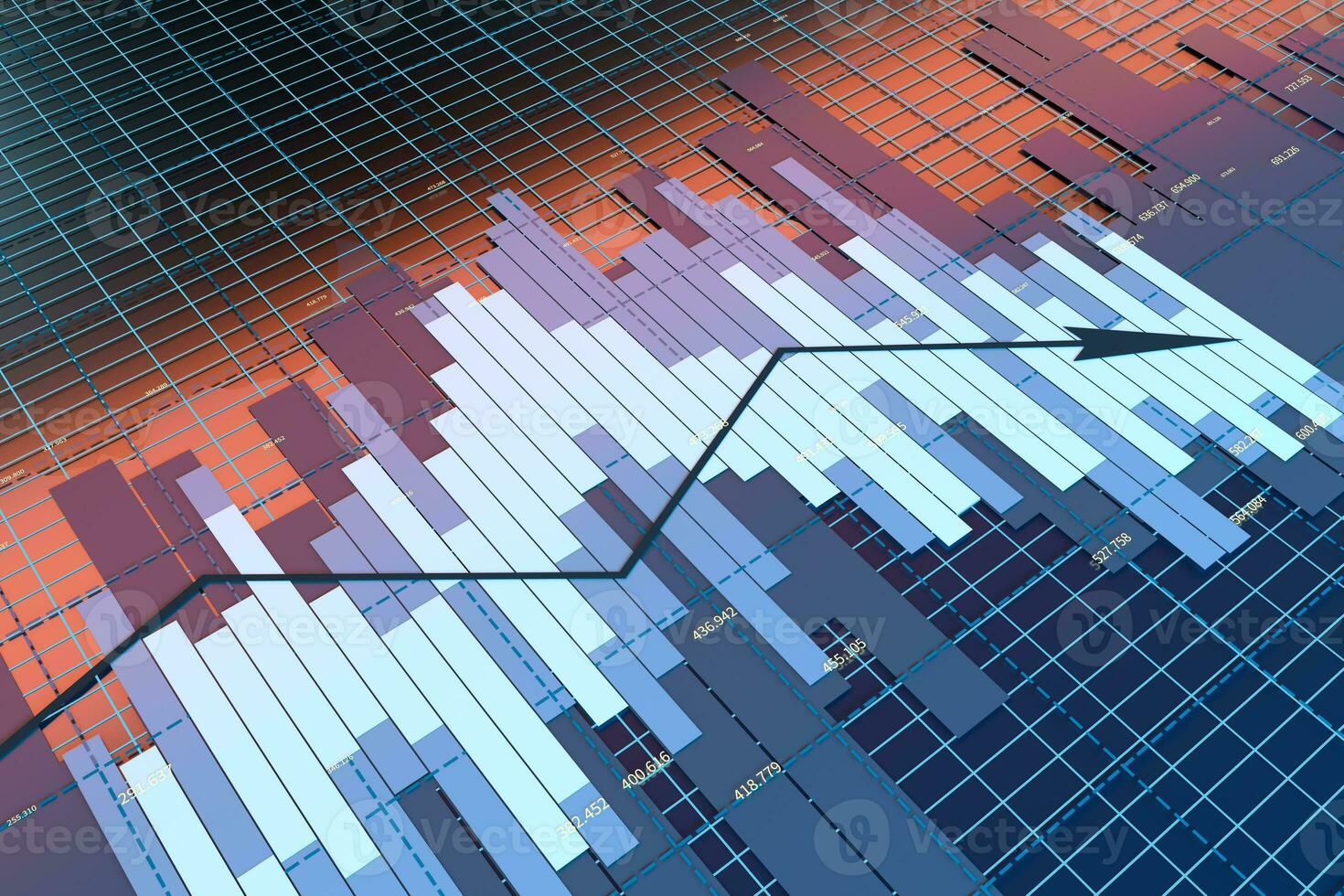 The decrease of the economical data, business statistics, 3d rendering. photo