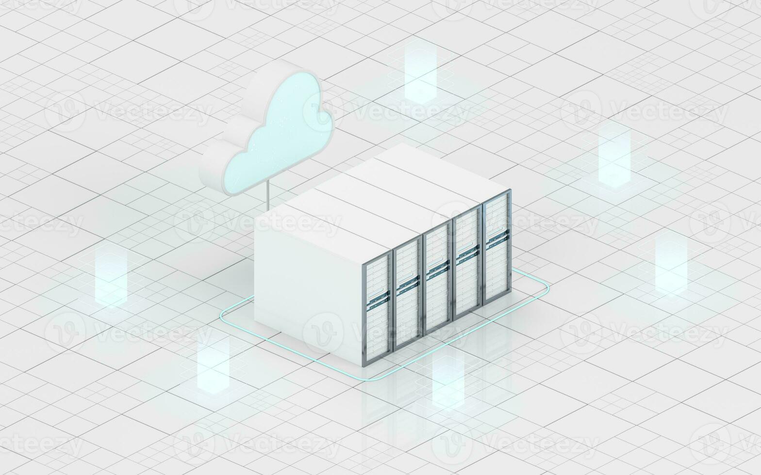 nube informática y información dispositivos, 3d representación. foto