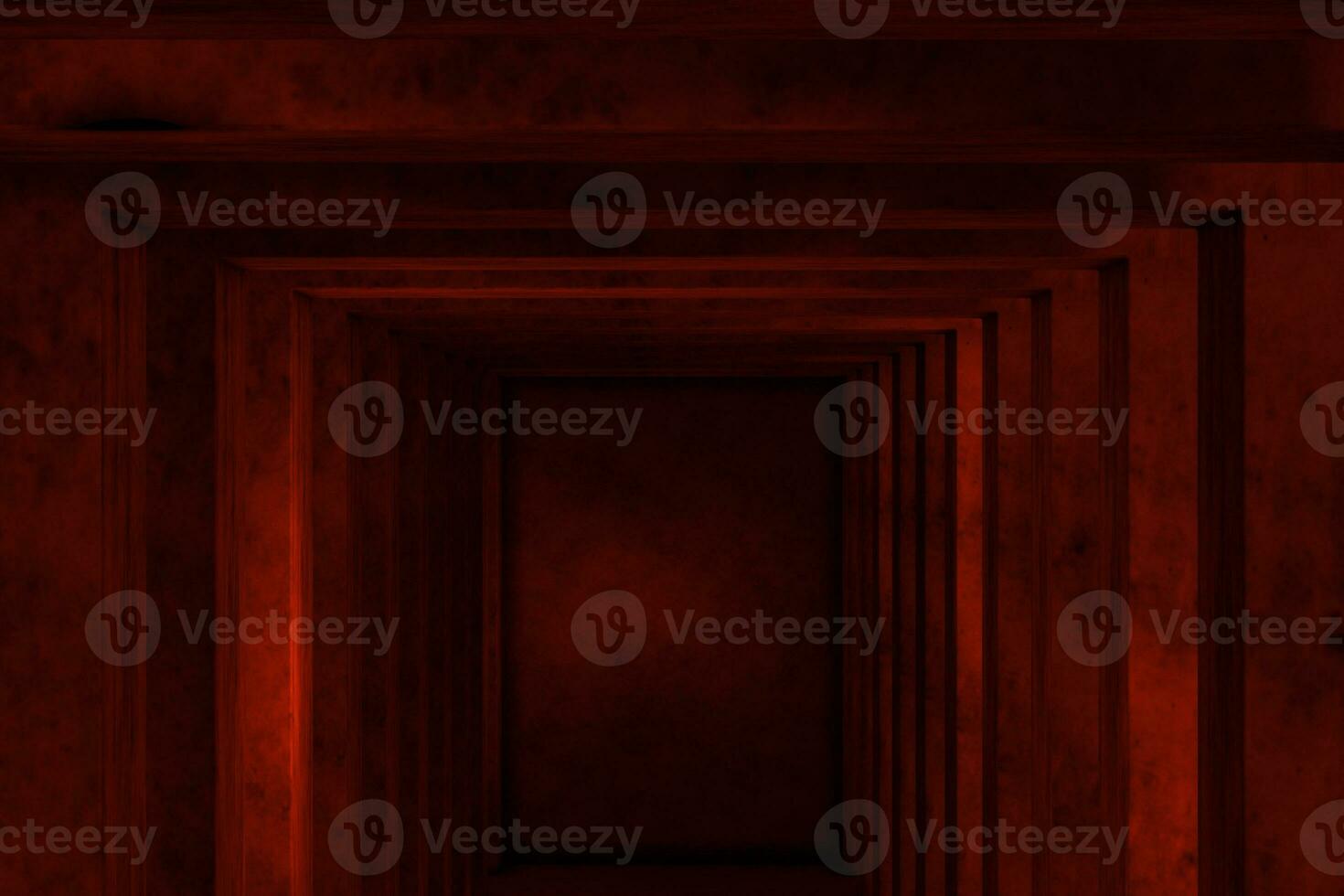 Red cement tunnel with light from the side, 3d rendering. photo