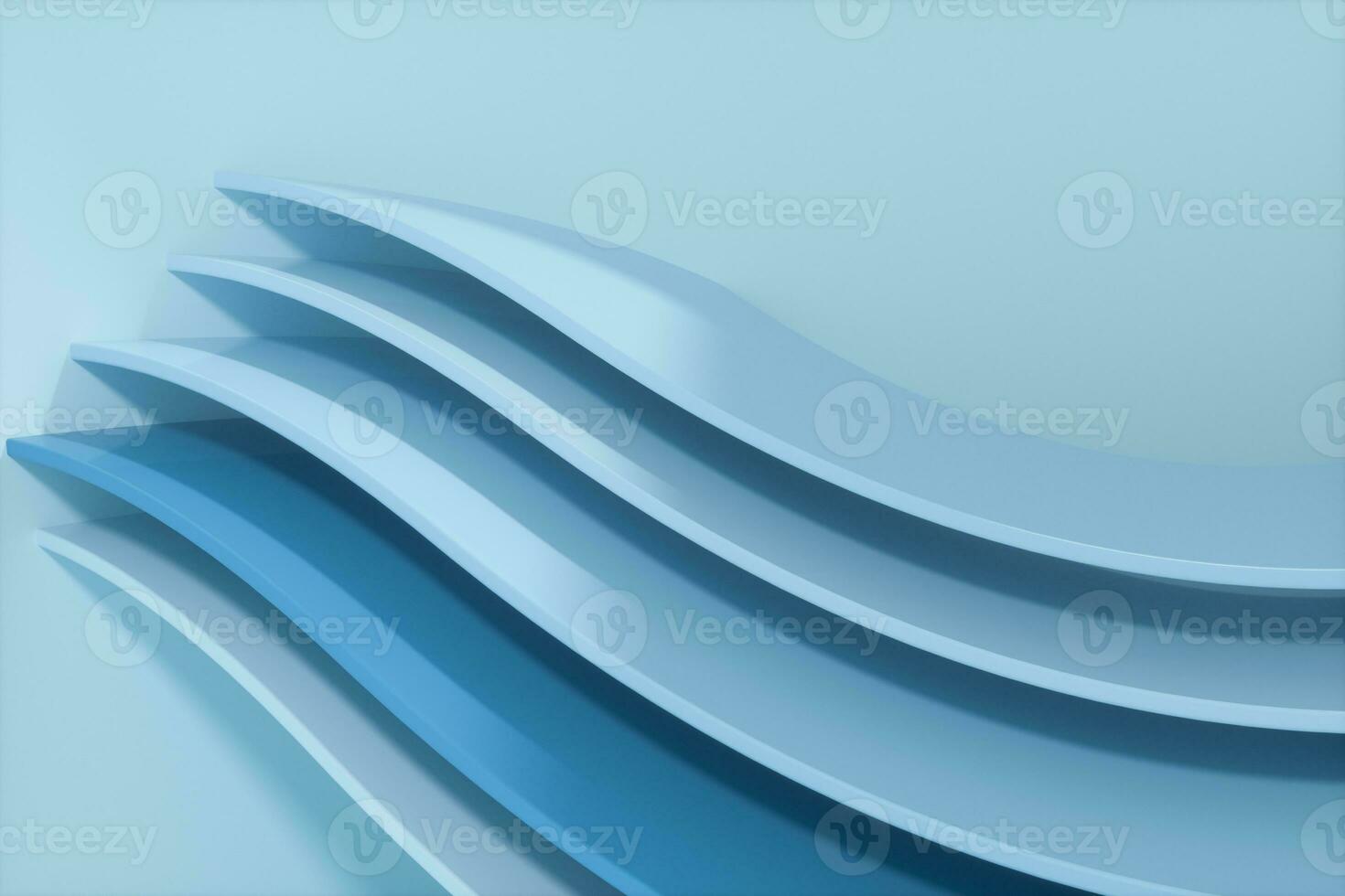Blue curve surface, bright business background, 3d rendering. photo