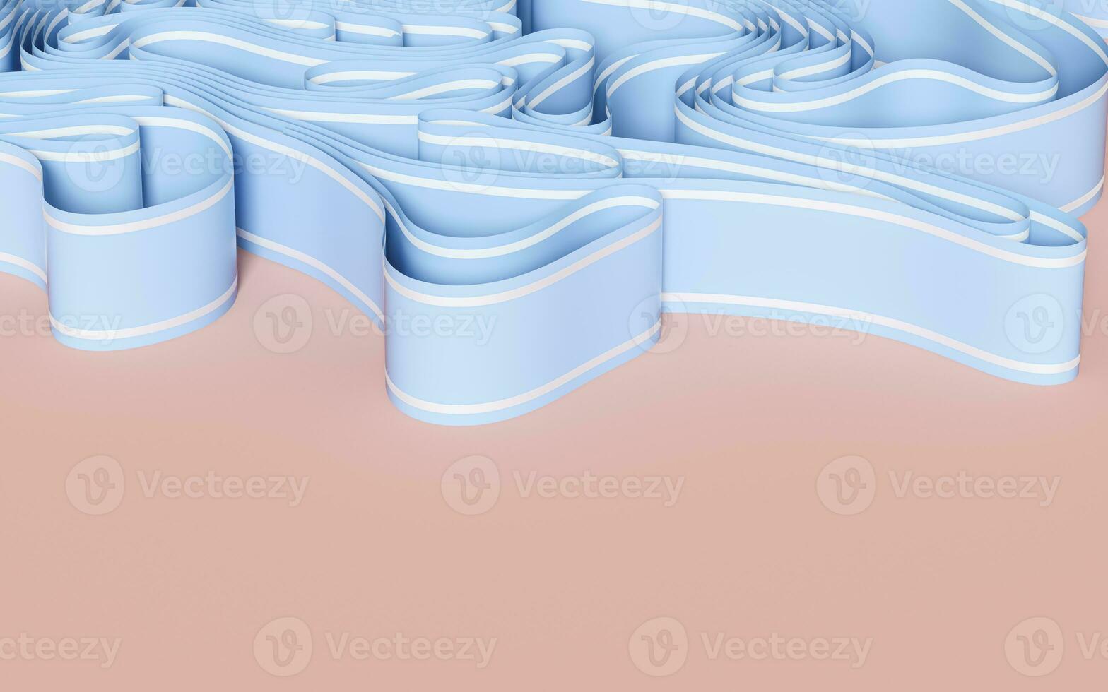 Blue curved papers with white trim, 3d rendering. photo