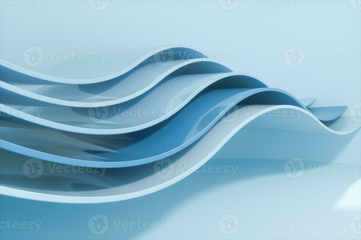 Blue curve surface, bright business background, 3d rendering. photo