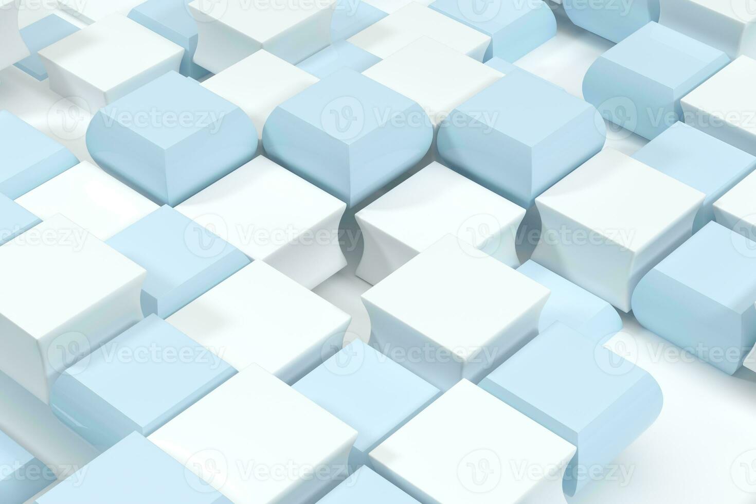 Creative blue and white cubes background, 3d rendering. photo