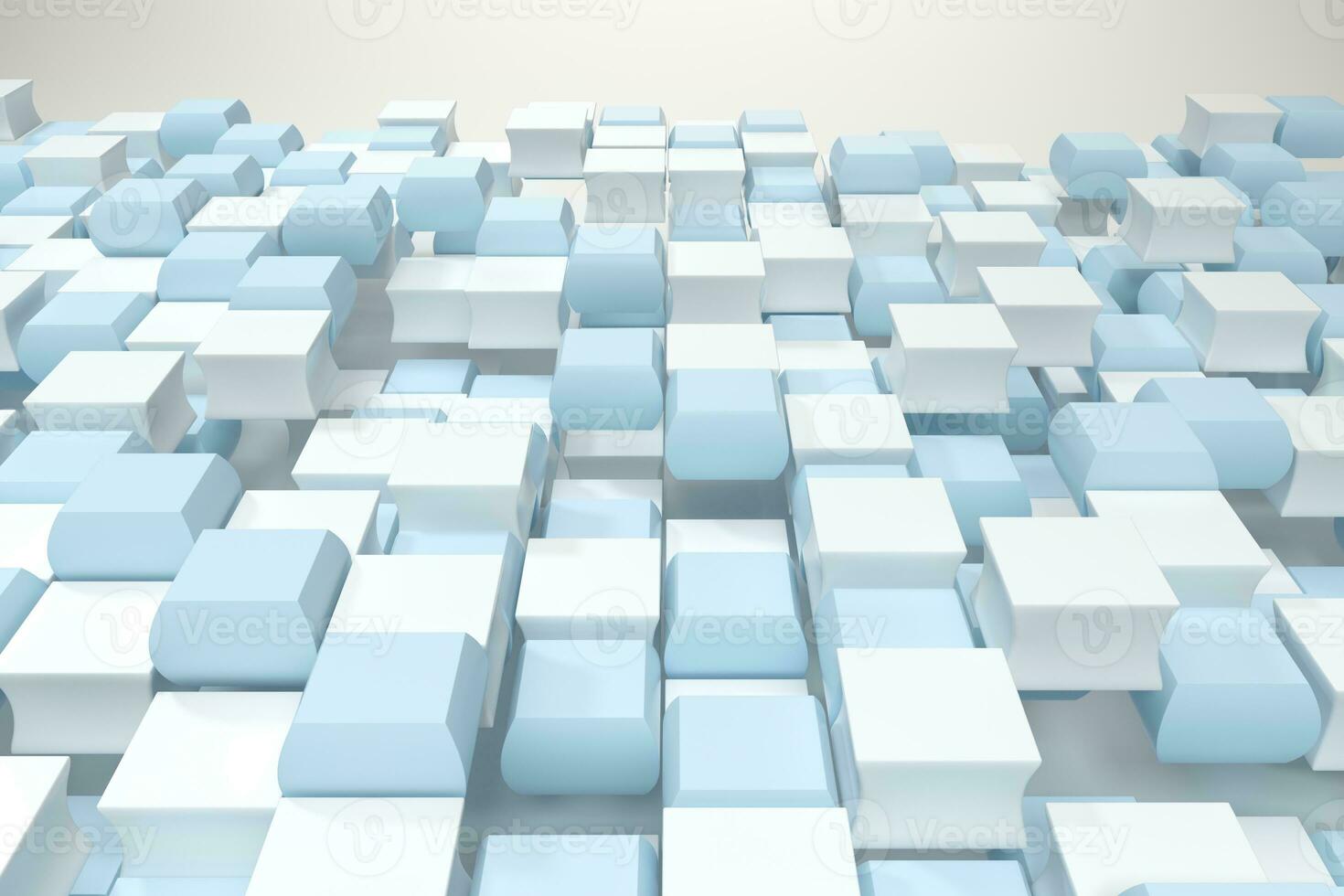 Creative blue and white cubes background, 3d rendering. photo