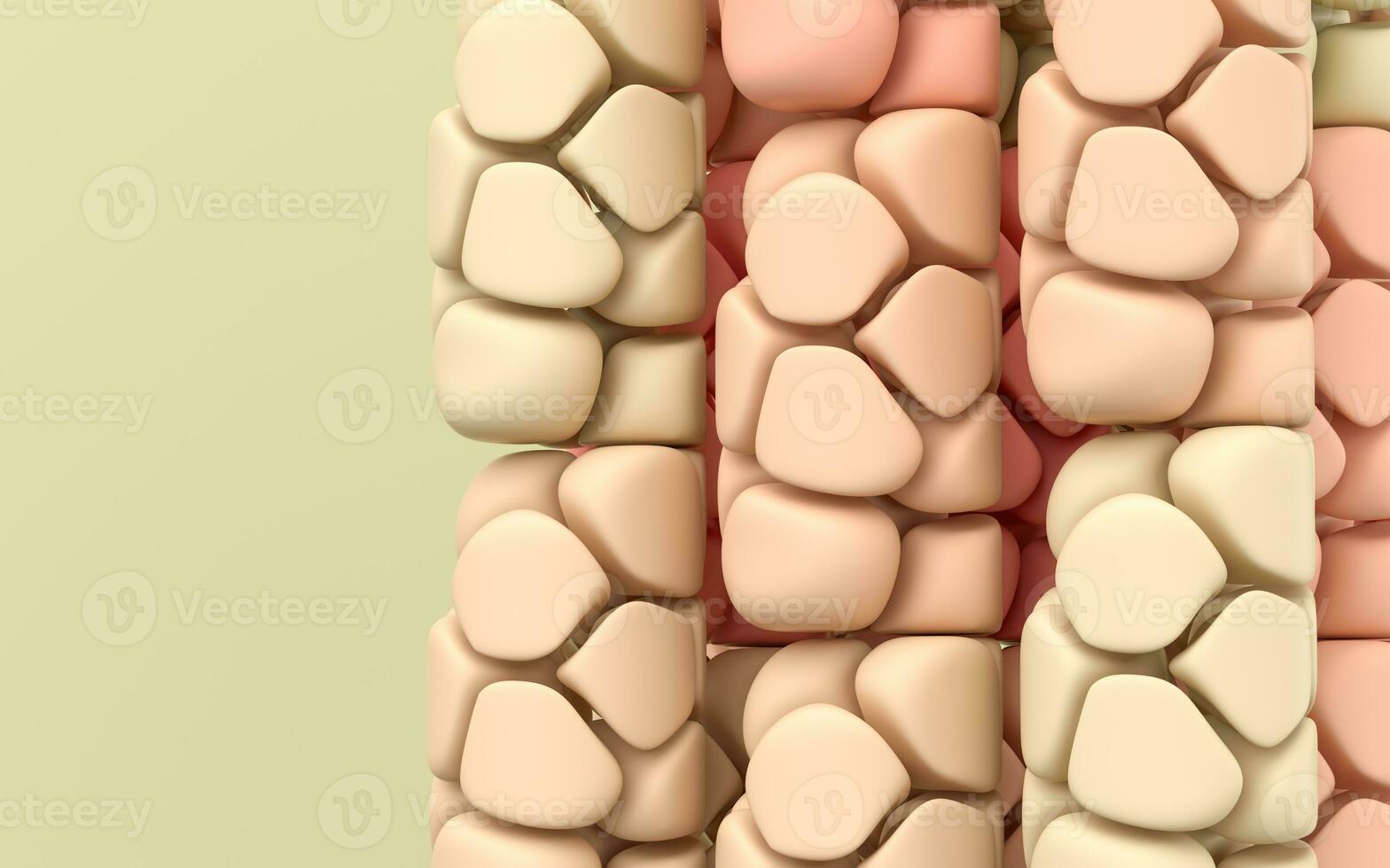 Cute soft block, fun repeated shapes, 3d rendering. photo