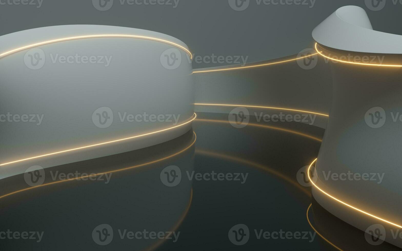 Empty floor with curve geometric wall, 3d rendering. photo