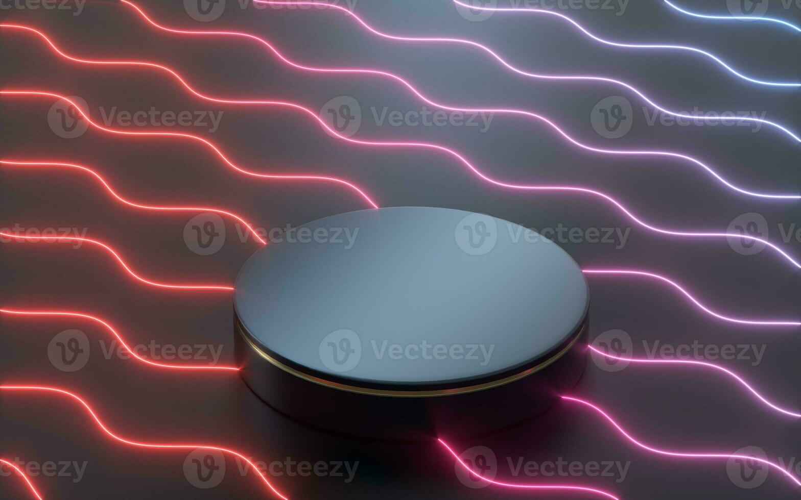 Round stage with wave pattern decoration, 3d rendering. photo