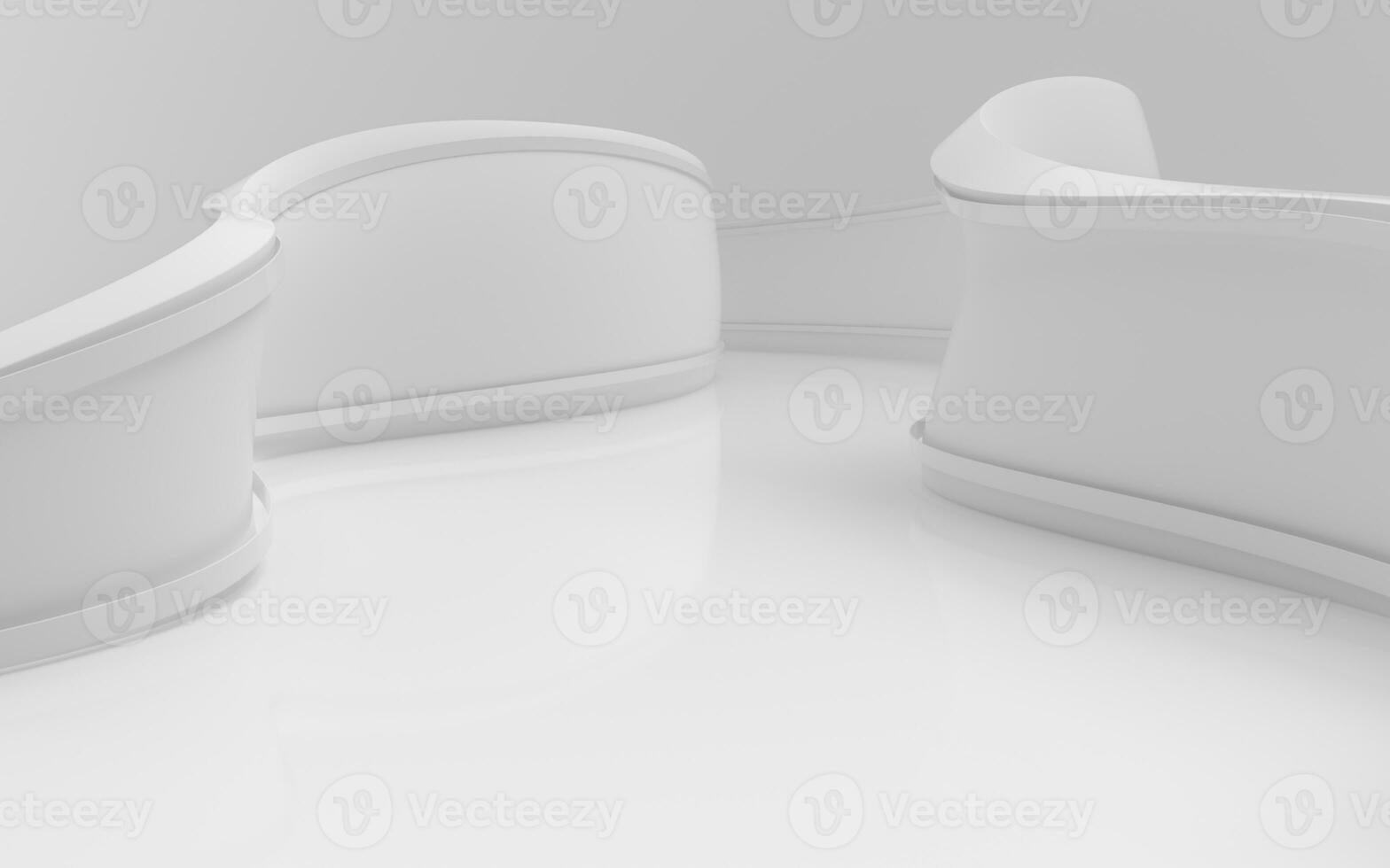 Empty floor with curve geometric wall, 3d rendering. photo