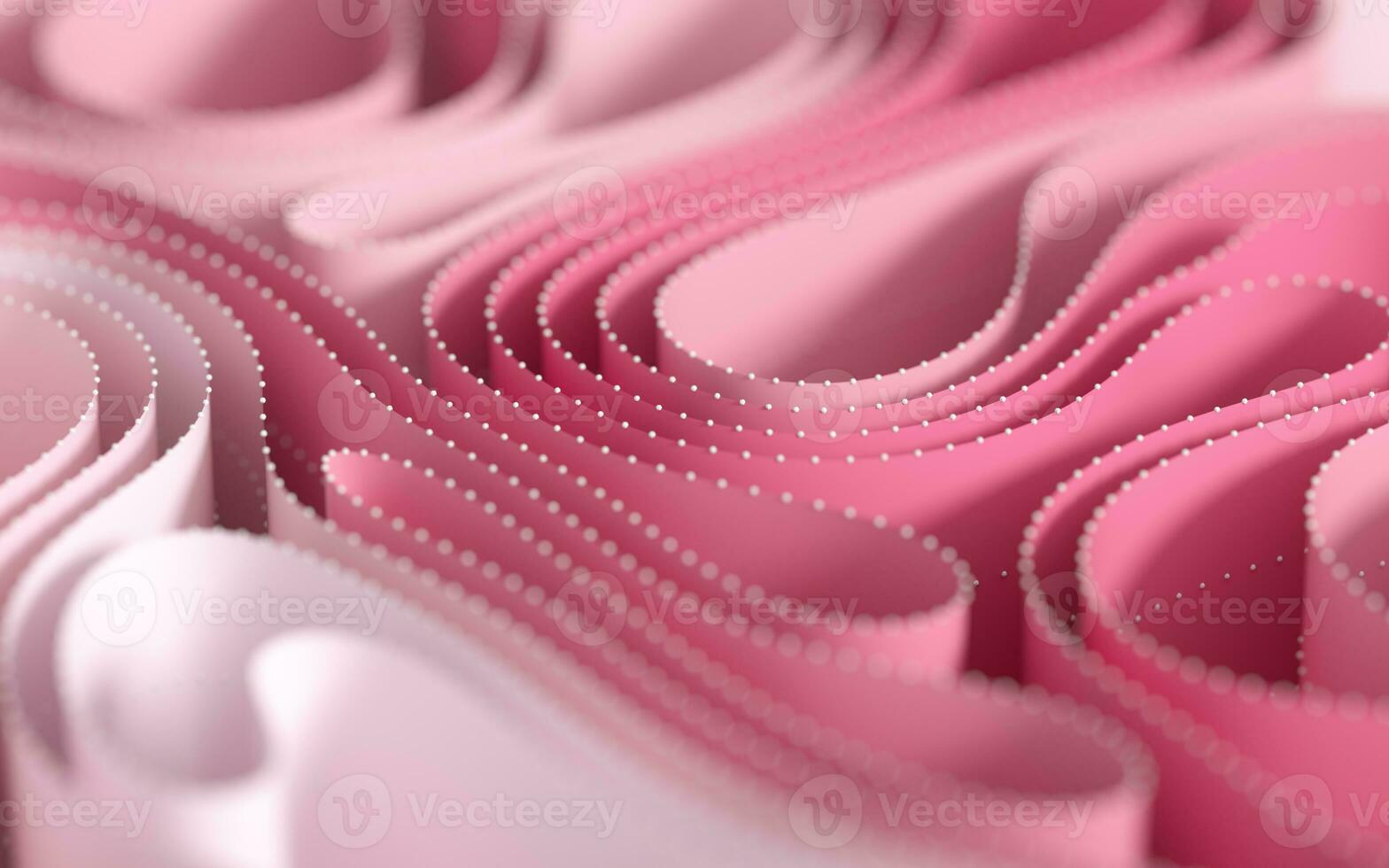 Curvy paper with pink background, 3d rendering. photo