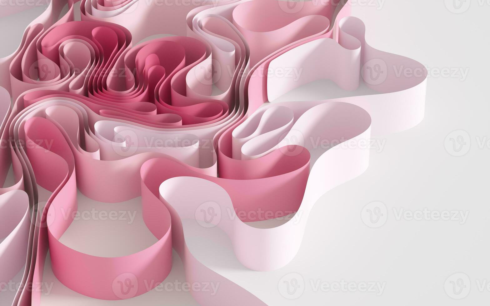 Curvy paper with pink background, 3d rendering. photo