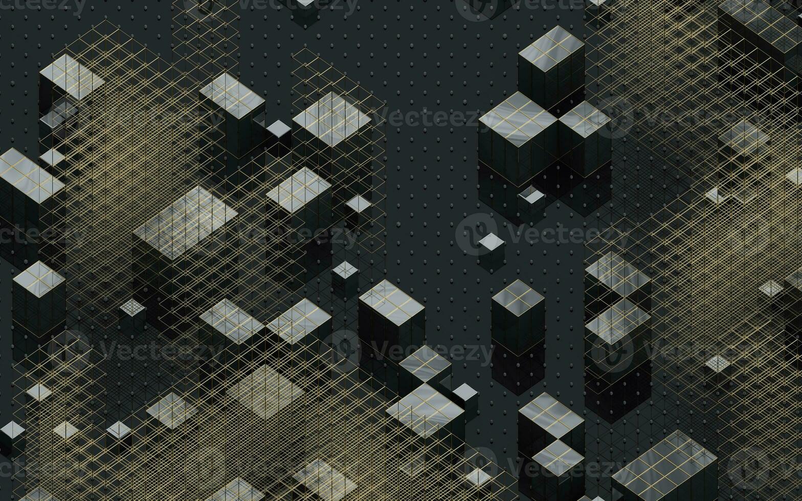Cubes and abstract geometries, 3d rendering. photo
