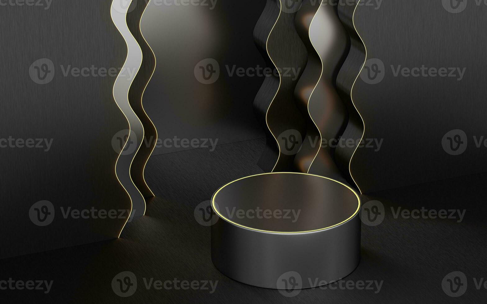 Empty product stage with wave pattern background, 3d rendering. photo
