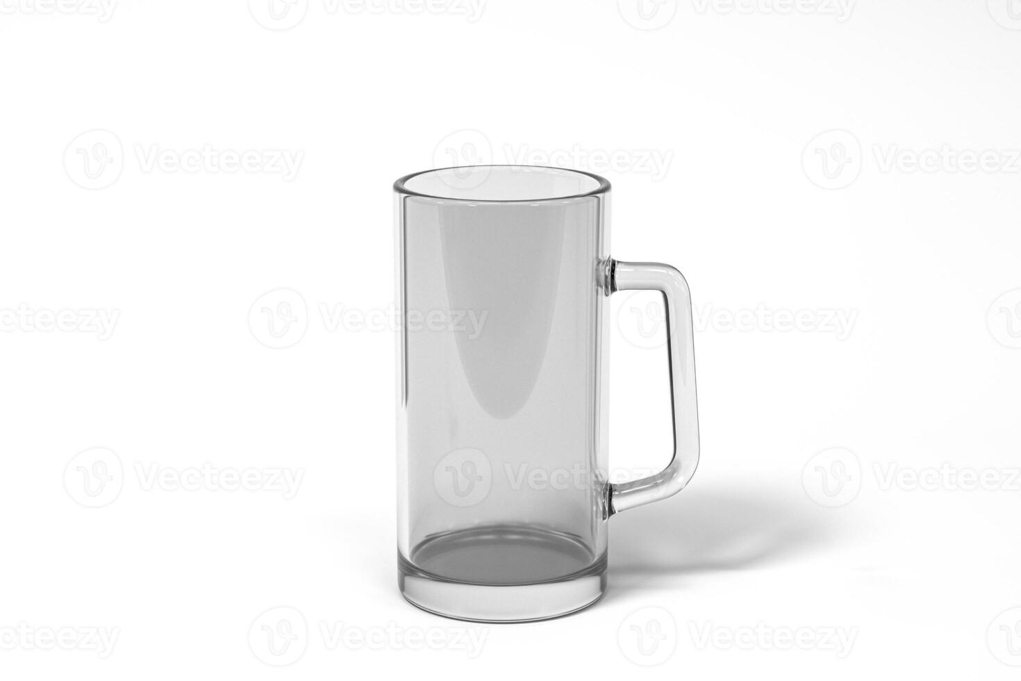 Transparent beer glass with white background, 3d rendering. photo