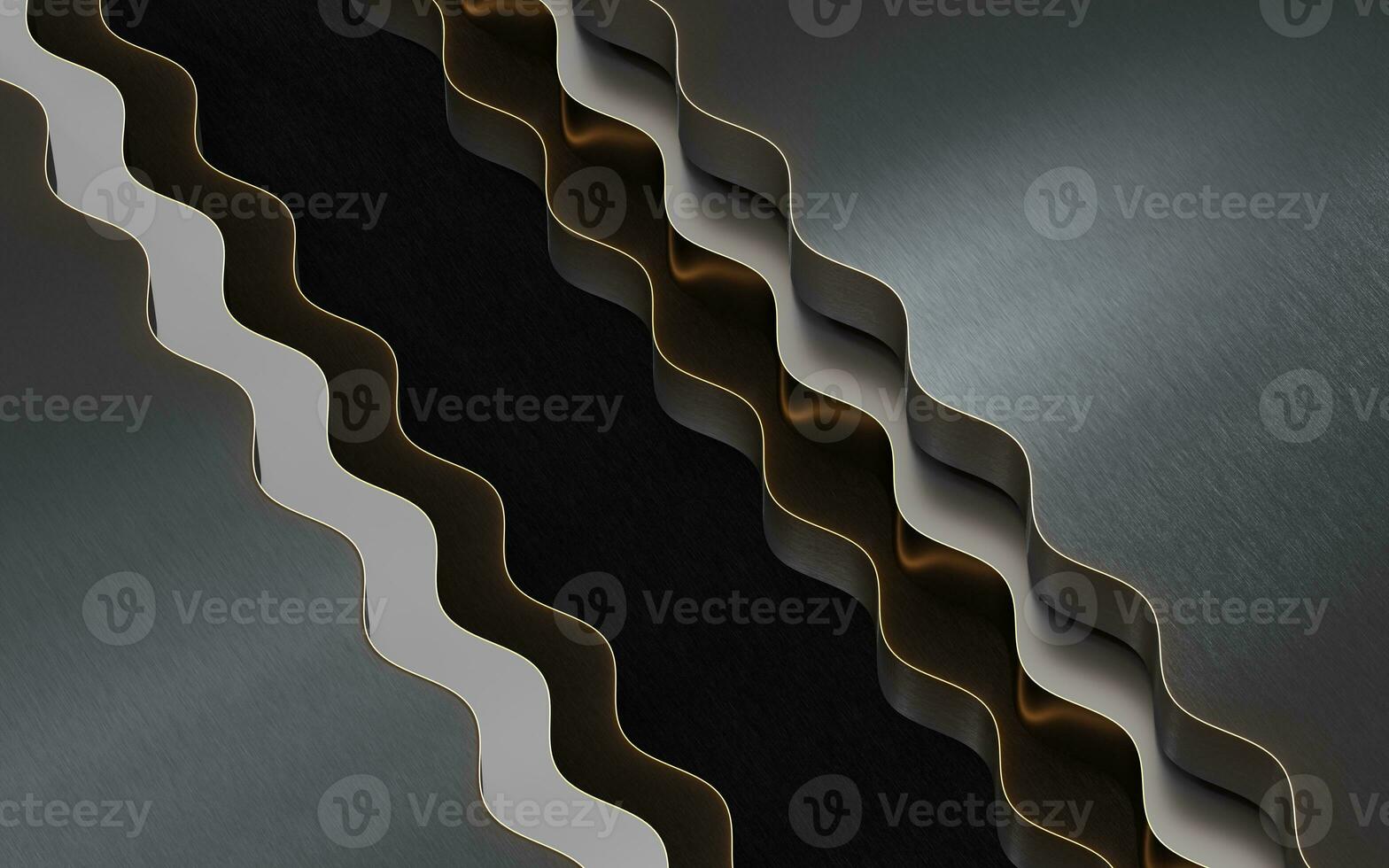 Empty floor with wave pattern, 3d rendering. photo