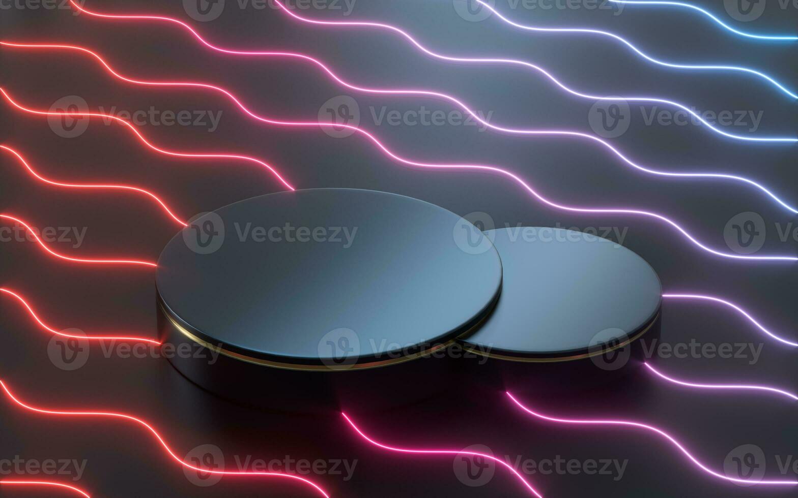 Round stage with wave pattern decoration, 3d rendering. photo