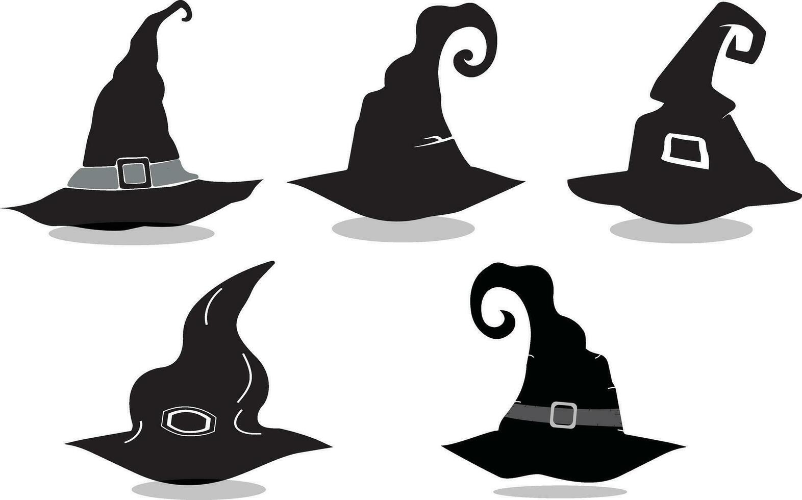 Set of Witch hats for Halloween. vector illustration.Isolated on white background.