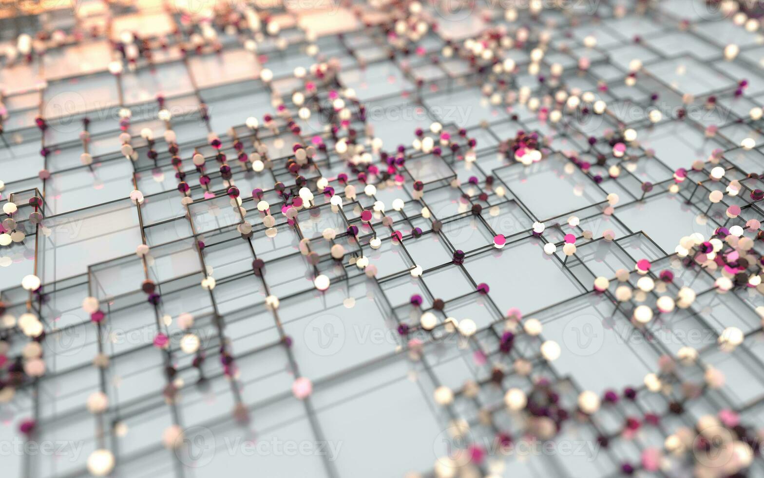 Biotechnology grid pattern with cube shape background, 3d rendering. photo